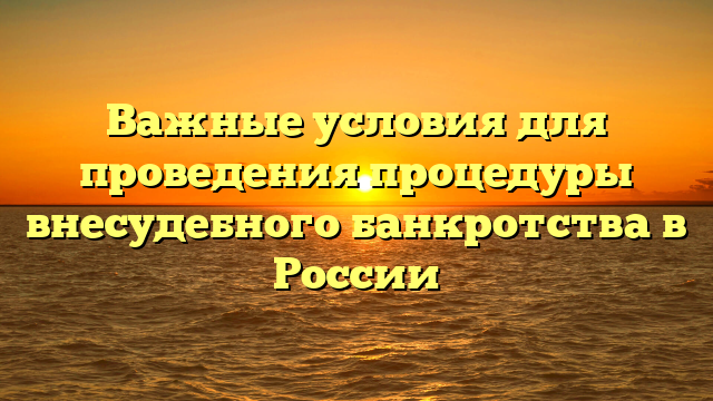 Важные условия для проведения процедуры внесудебного банкротства в России