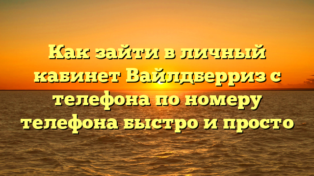 Как зайти в личный кабинет Вайлдберриз с телефона по номеру телефона быстро и просто