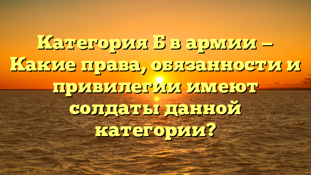 Категория Б в армии — Какие права, обязанности и привилегии имеют солдаты данной категории?