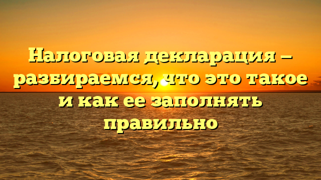 Налоговая декларация — разбираемся, что это такое и как ее заполнять правильно