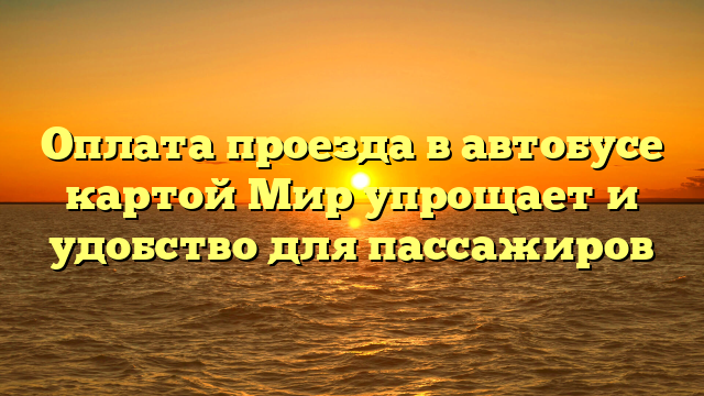 Оплата проезда в автобусе картой Мир упрощает и удобство для пассажиров