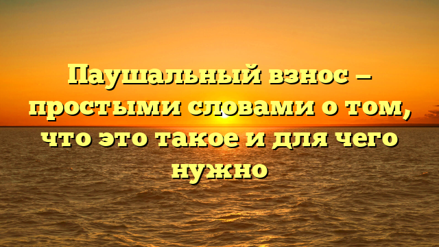 Паушальный взнос — простыми словами о том, что это такое и для чего нужно